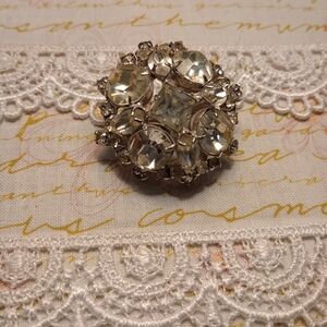 Vintage Silver Tone Crystal Brooch